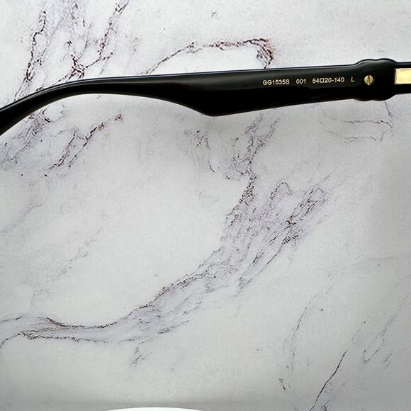 New Gucci Sunglasses Black Rectangular Square Gold Metal GG Logo 54mm - Picture 8 of 16